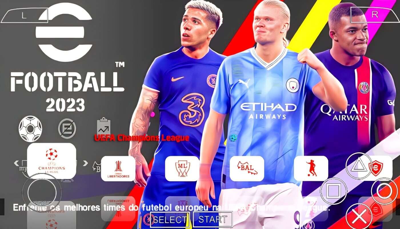 EFOOTBALL PES 2023 PPSSPP ANDROID BRASILEIRÃO e EUROPEUS NOVAS FACES CLUBES  ATUALIZADOS + KITS 23/24 