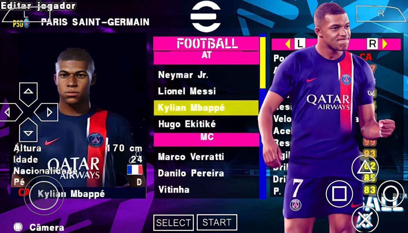 SAIUU! EFOOTBALL PES 2024 PPSSPP EUROPEUS NOVOS CLUBES FACES REALISTAS  ATUALIZADOS + KITS 2023/24 