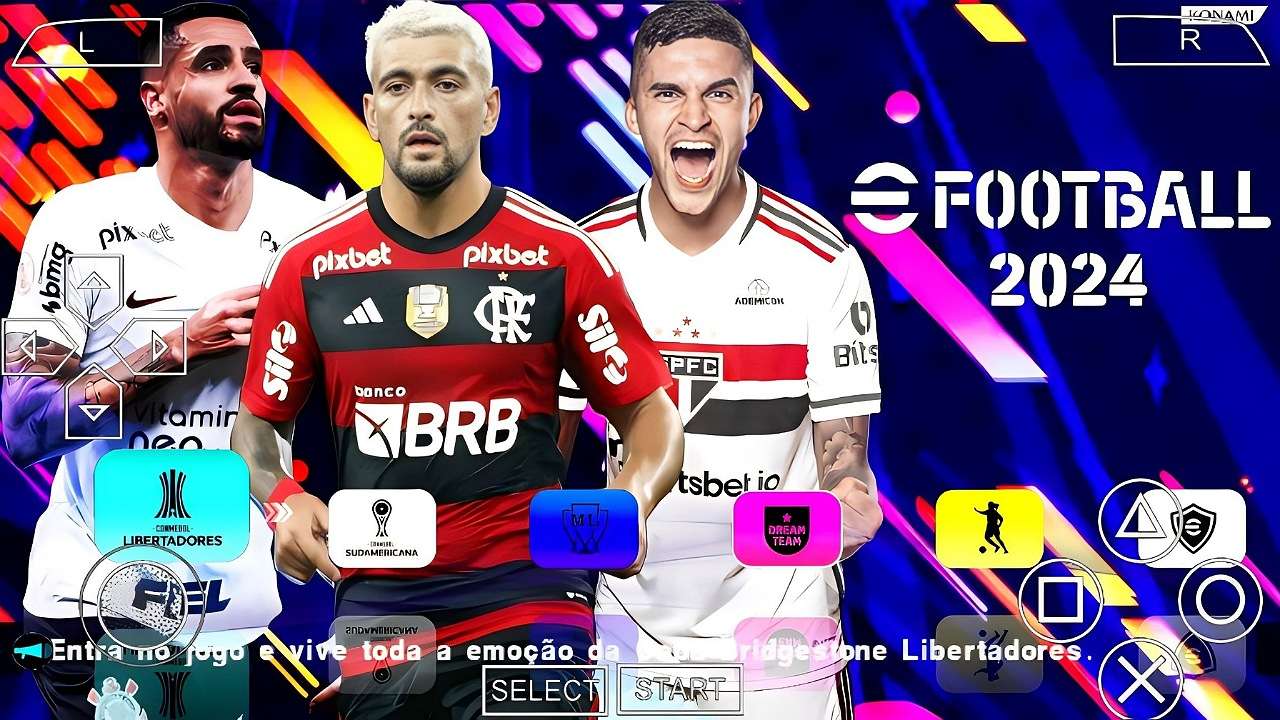 EFOOTBALL PES 2024 PPSSPP BRASILEIRÃO e EUROPEUS COPA LIBERTADORES NOVAS  TRANSFERÊNCIAS + KITS 23/24 