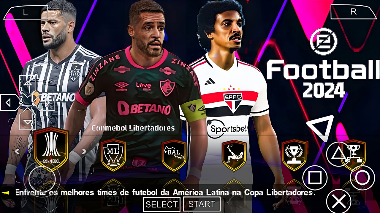 EFOOTBALL PES 2024 PPSSPP BRASILEIRÃO e EUROPEUS COPA LIBERTADORES NOVAS  TRANSFERÊNCIAS + KITS 23/24 