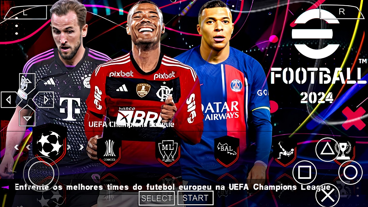 EFOOTBALL PES 2024 PPSSPP BRASILEIRÃO e EUROPEUS COPA LIBERTADORES NOVAS  TRANSFERÊNCIAS + KITS 23/24 