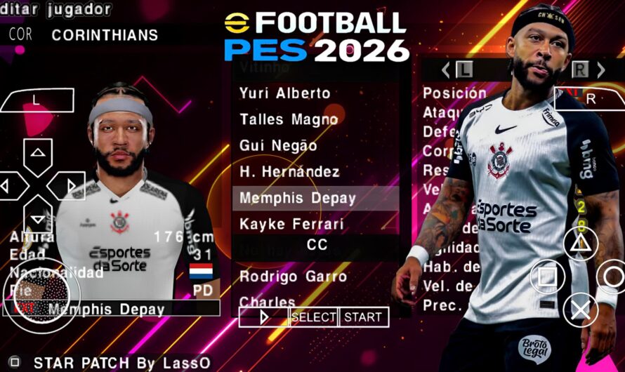 EFOOTBALL PES 2026 PPSSPP SUL-AMERICANO COM BRASILEIRÃO ELENCOS FACES REALISTAS ATUALIZADOS + KITS 25/26