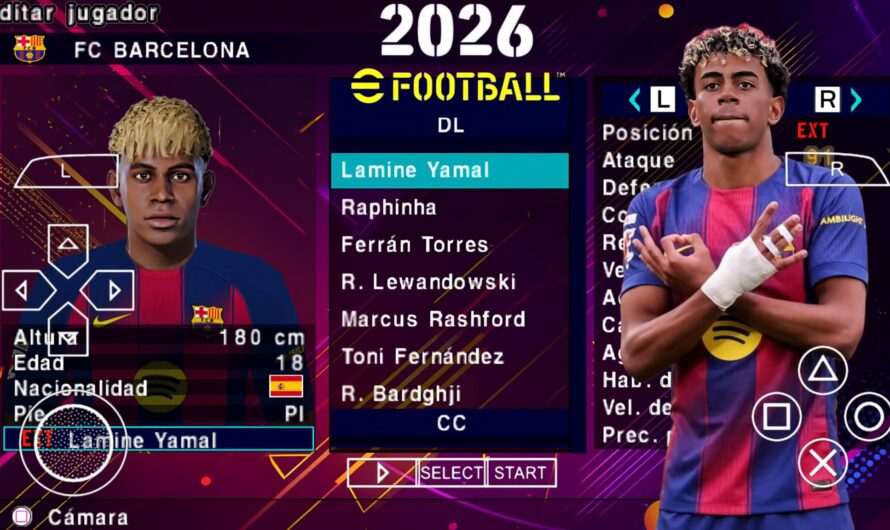 EFOOTBALL PES 2026 PPSSPP EUROPEUS PATCH NOVAS FACES 2K ELENCOS ATUALIZADOS 62 ESTÁDIOS + KITS 25/26