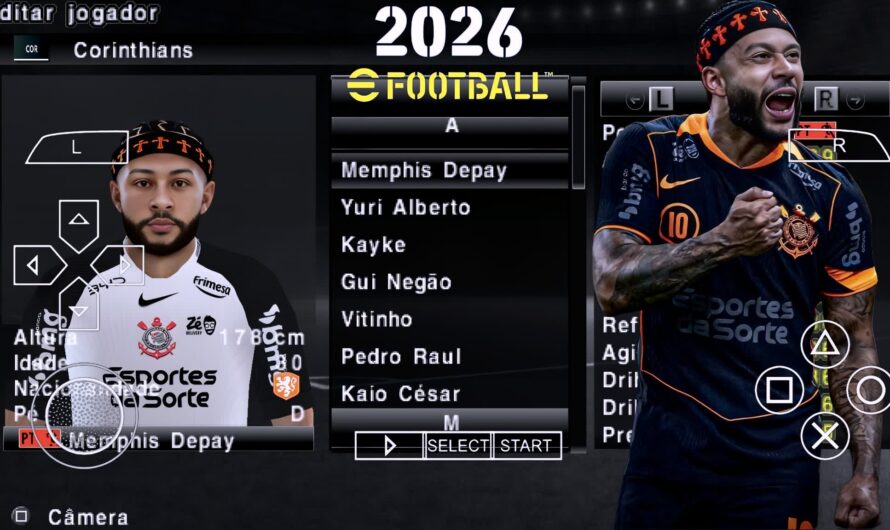 EFOOTBALL PES 2026 PPSSPP SUL AMERICANO BRASILEIRÃO NOVAS FACES REALISTAS ELENCOS ATUALIZADOS + 60 ESTÁDIOS
