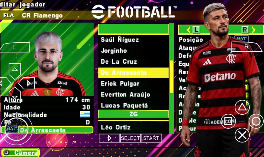 EFOOTBALL PES 2026 PPSSPP PATCH BRASILEIRÃO e EUROPEUS NOVAS FACES ELENCOS ATUALIZADOS + KITS 25/26